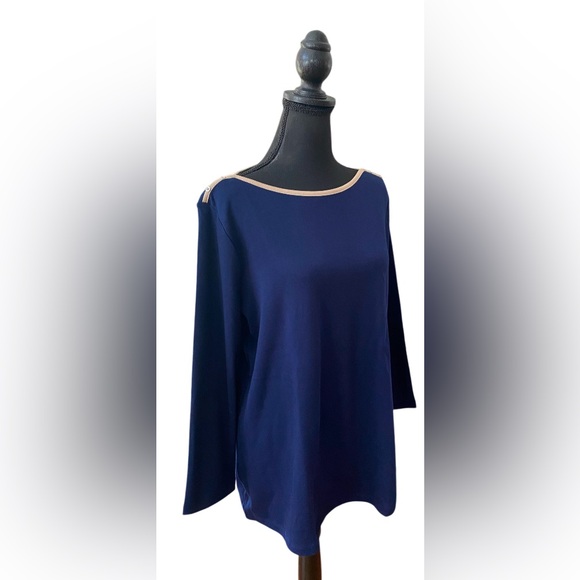 Kim Rogers: Navy Blue and Brown Boat Shirt - Picture 3 of 17